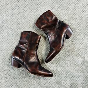 FRYE Antonia Mid Castagna Choclate Brown Leather Ankle Boots Western Campus 8